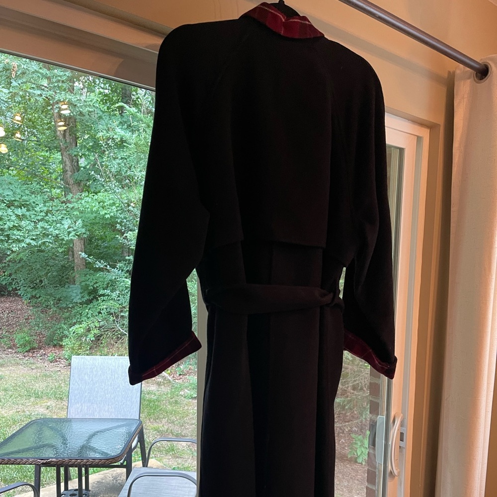 Women’s Coach Relaxed fit large Never Worn Wool Belted Trench Red Plaid Trim - Picture 9 of 11